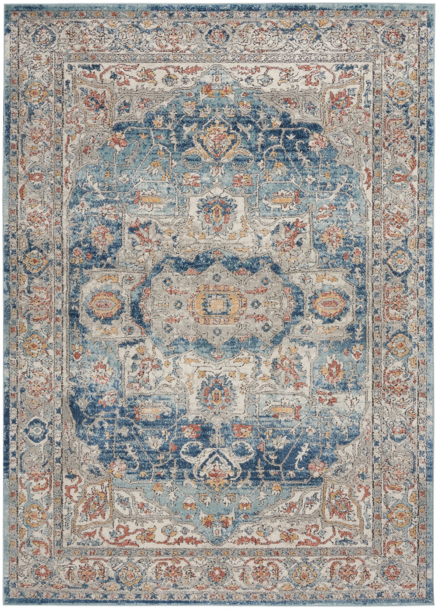 Nourison Home Quarry QUA11 Ivory Blue  Traditional Machinemade Rug