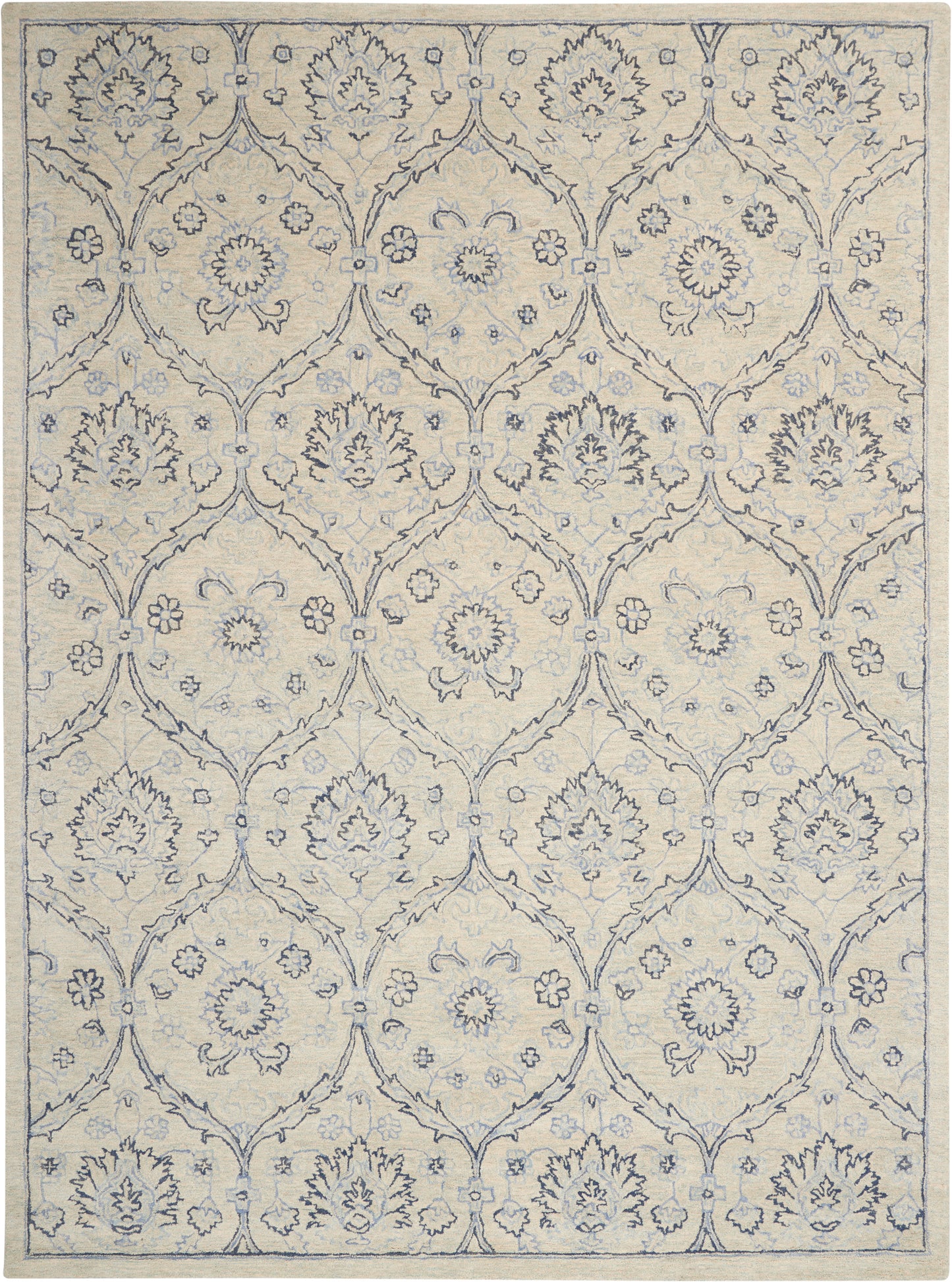 Nourison Home Jazmine JAZ03 Ivory Blue  Traditional Tufted Rug