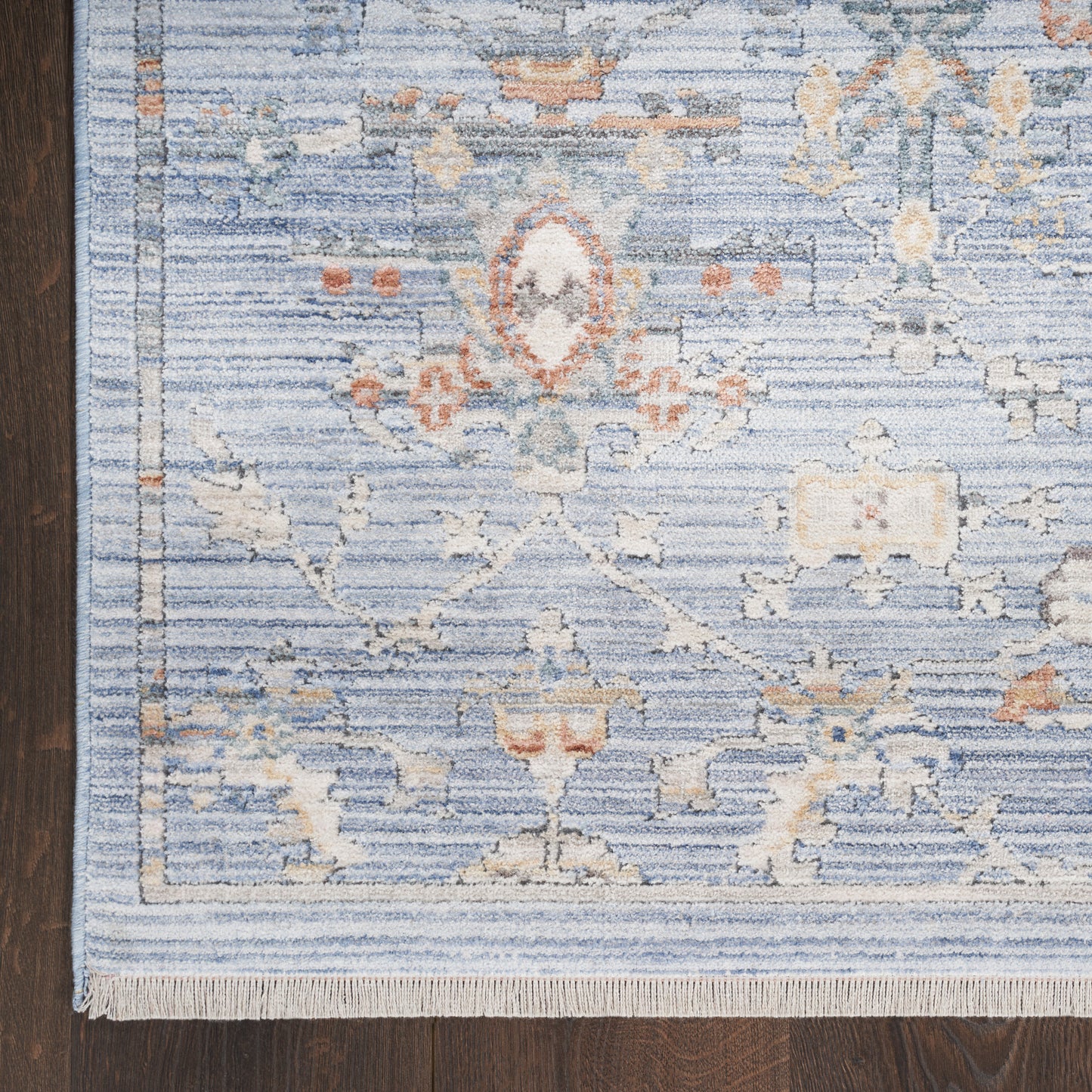 Nourison Home Elegant Heirlooms ELH02 Blue Ivory  Traditional Machinemade Rug