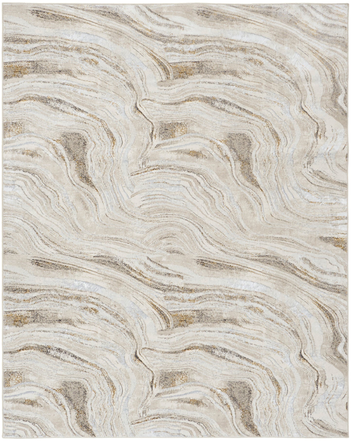 Nourison Home Glitz GLZ22 Grey Gold  Contemporary Machinemade Rug