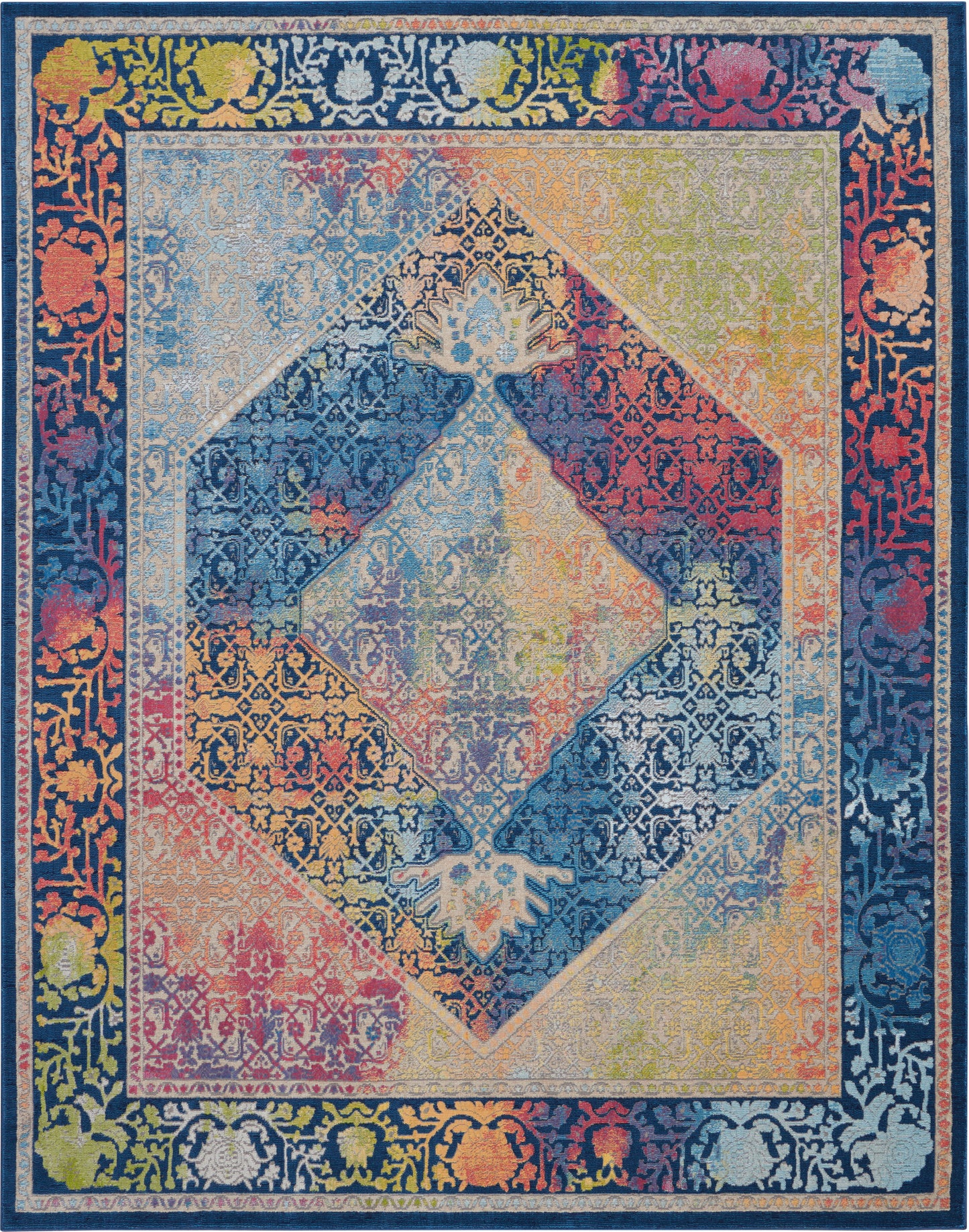 Nourison Home Ankara Global ANR04 Blue Multicolor  Transitional Machinemade Rug