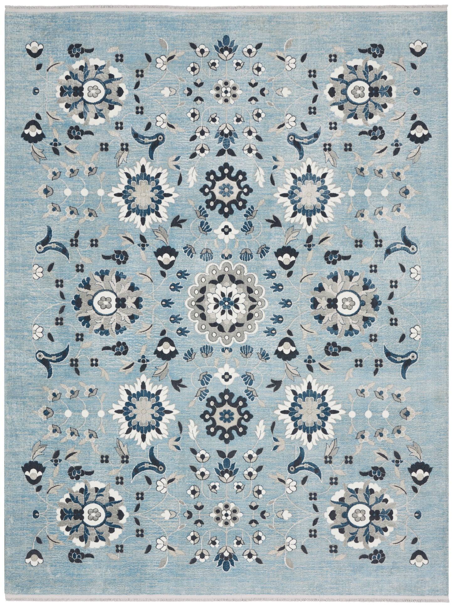 Nourison Home Lennox LEN04 Light Blue Grey  Transitional Machinemade Rug