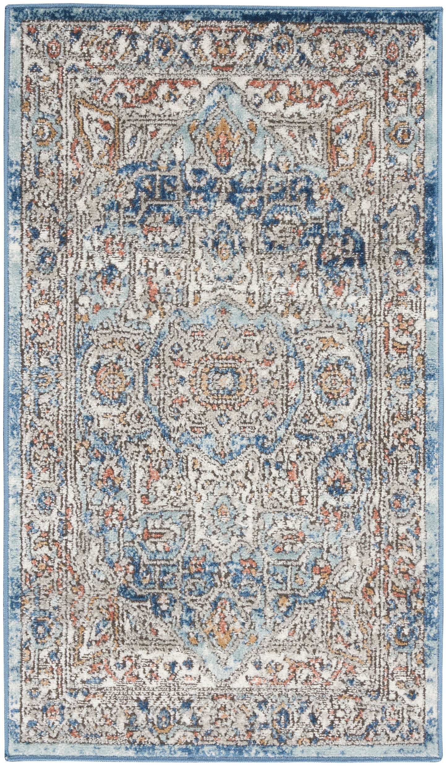 Nourison Home Quarry QUA11 Ivory Blue Traditional Machinemade Rug