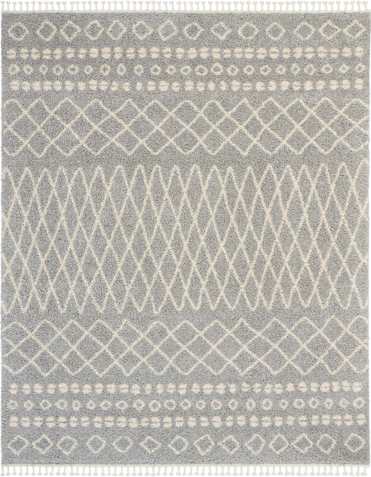 Nourison Home Moroccan Shag MRS02 Silver  Transitional Machinemade Rug