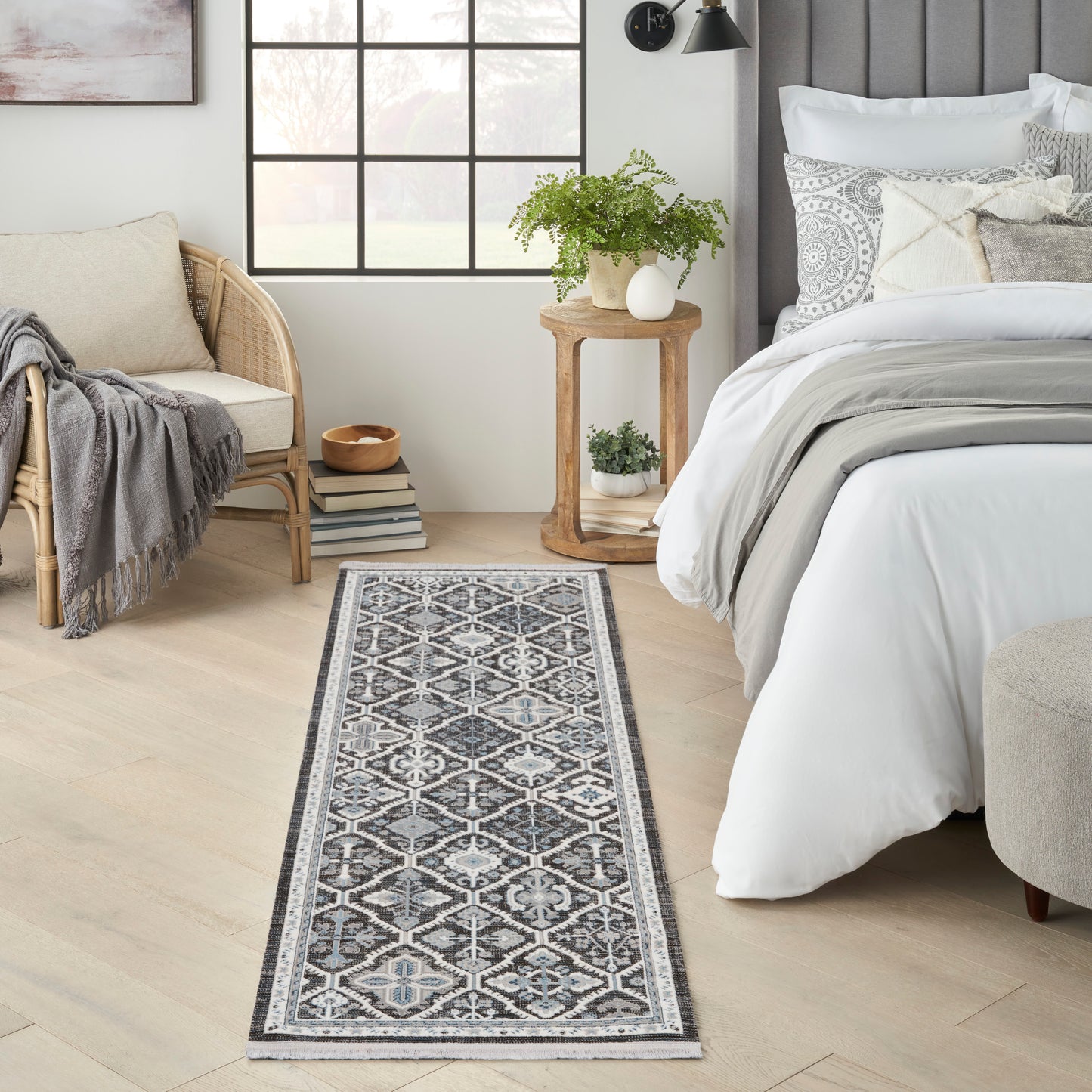 Nourison Home Lennox LEN02 Charcoal Ivory Blue  Transitional Machinemade Rug