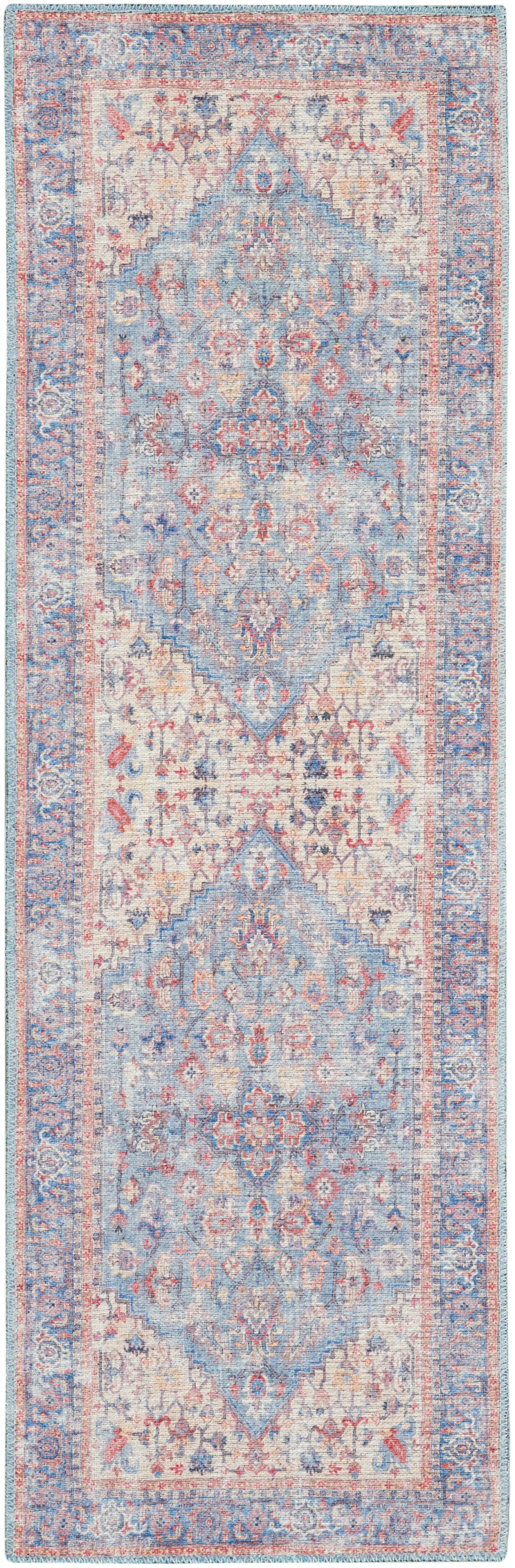 Nicole Curtis Machine Washable Series 1 SR104 Blue Multi  Traditional Machinemade Rug