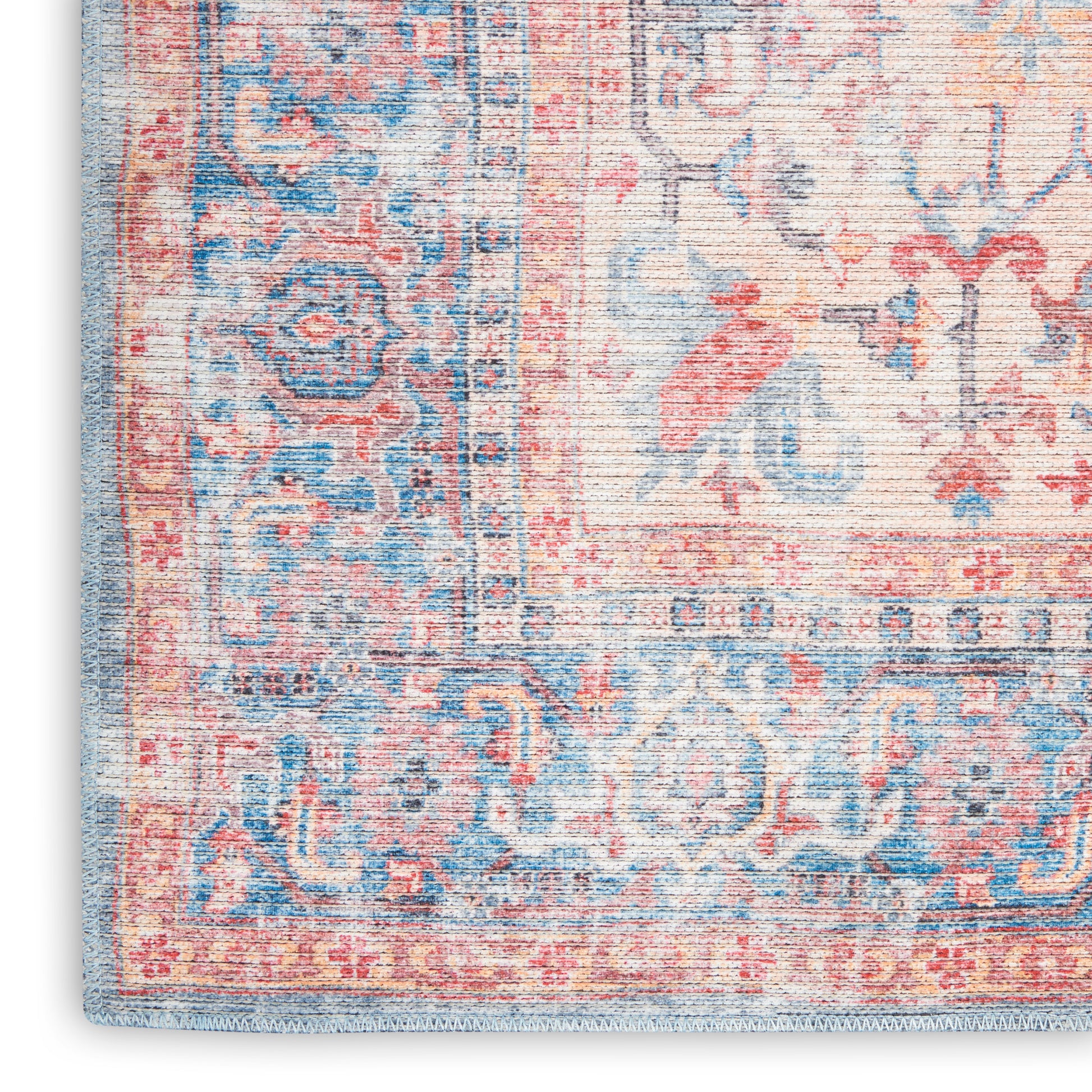 Nicole Curtis Machine Washable Series 1 SR104 Blue Multi Traditional Machinemade Rug