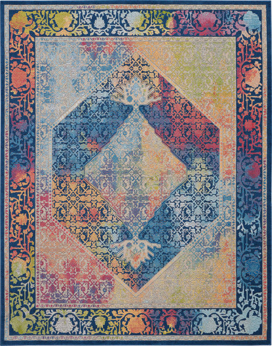 Nourison Home Ankara Global ANR04 Blue Multicolor  Transitional Machinemade Rug