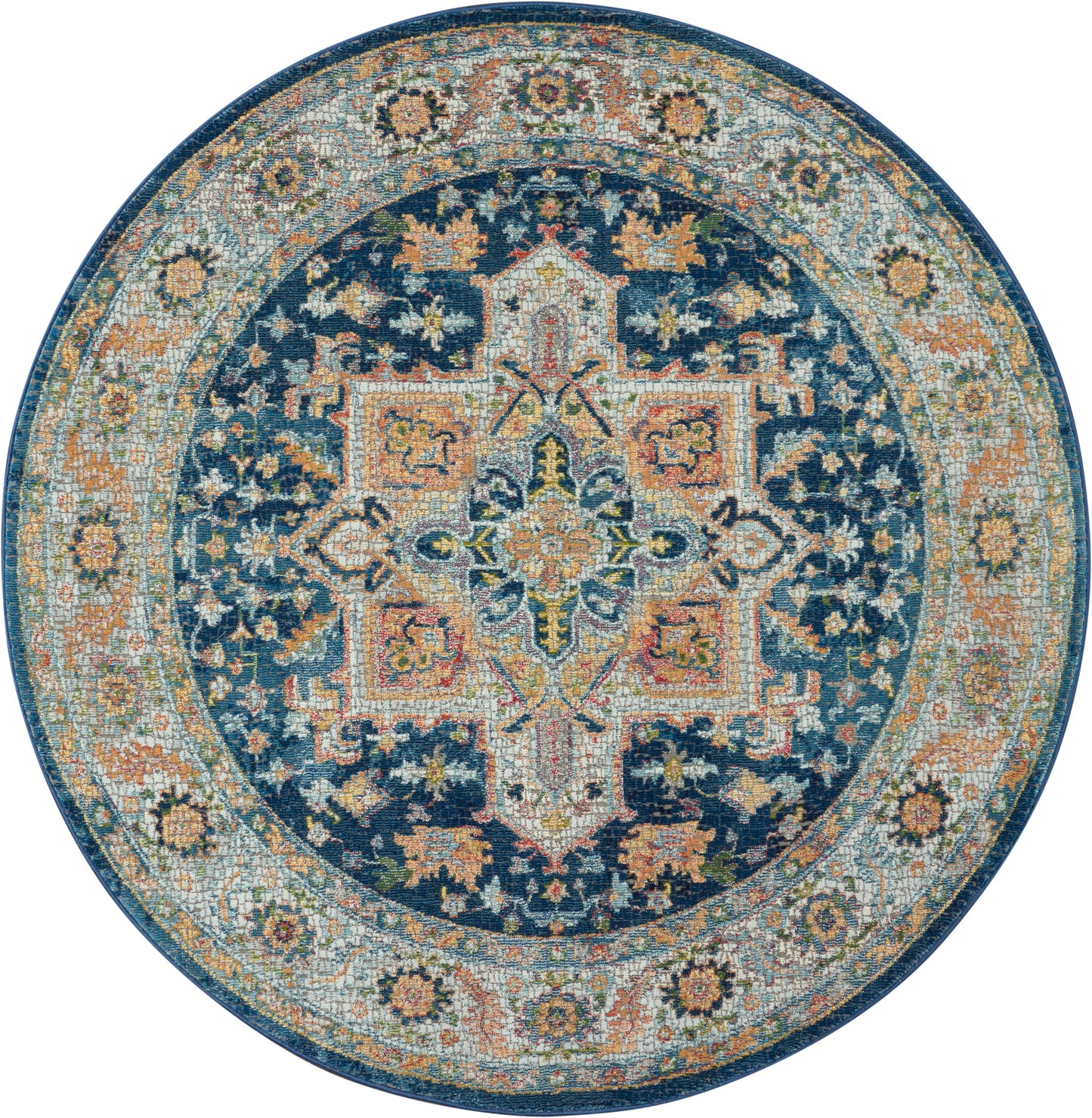 Nourison Home Ankara Global ANR11 Blue Multicolor  Traditional Machinemade Rug