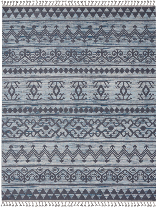 Nourison Home Asilah ASI03 Light Blue Charcoal  Contemporary Machinemade Rug