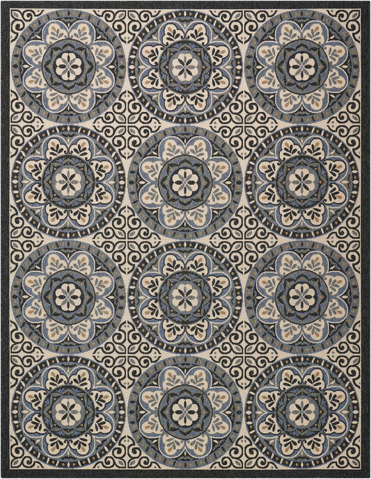 Nourison Home Caribbean CRB15 Ivory Charcoal  Transitional Machinemade Rug