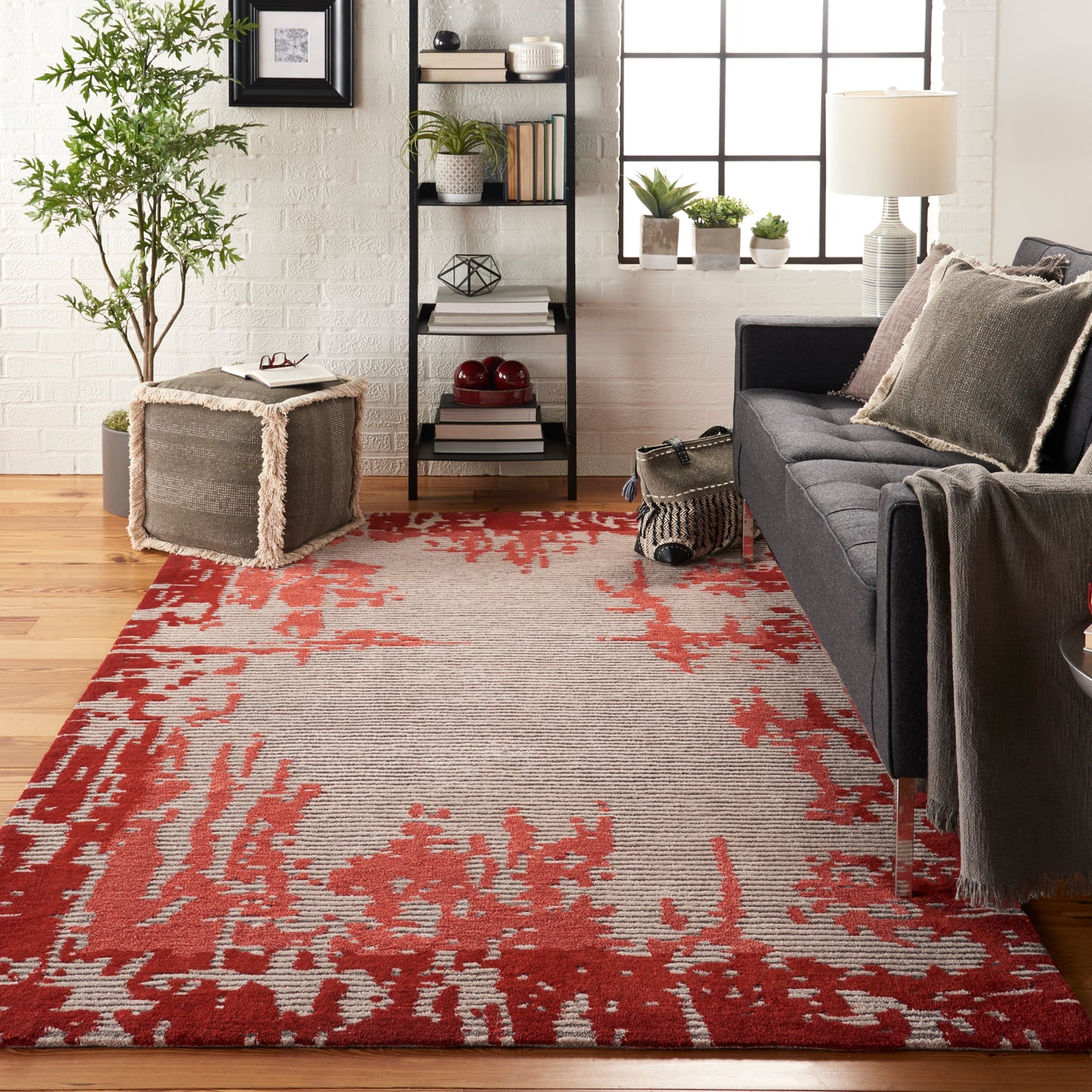 Nourison Home Symmetry SMM02 Beige Red  Contemporary Tufted Rug