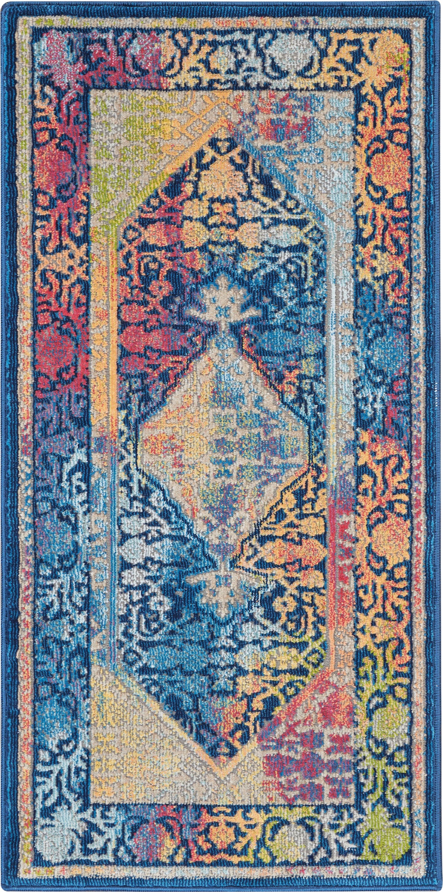 Nourison Home Ankara Global ANR04 Blue Multicolor Transitional Machinemade Rug