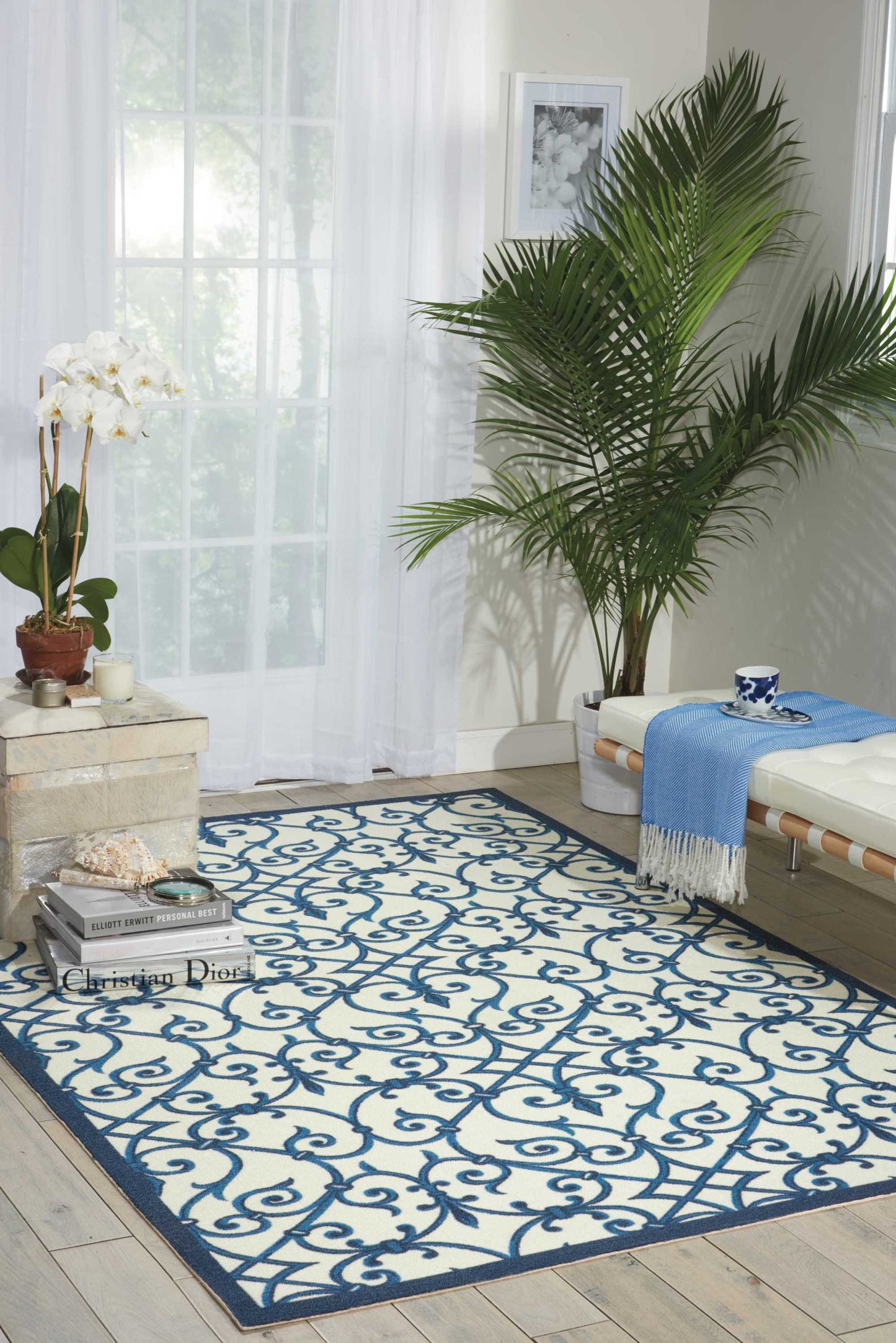 Nourison Home Home & Garden RS093 Blue  Transitional Machinemade Rug