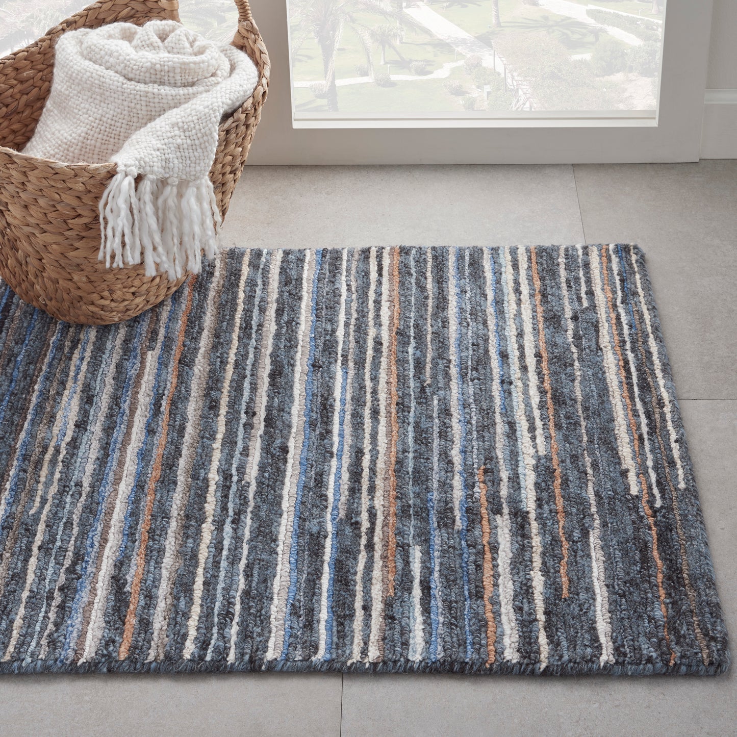 Nourison Home Plateau PAE01 Blue  Contemporary Knotted Rug