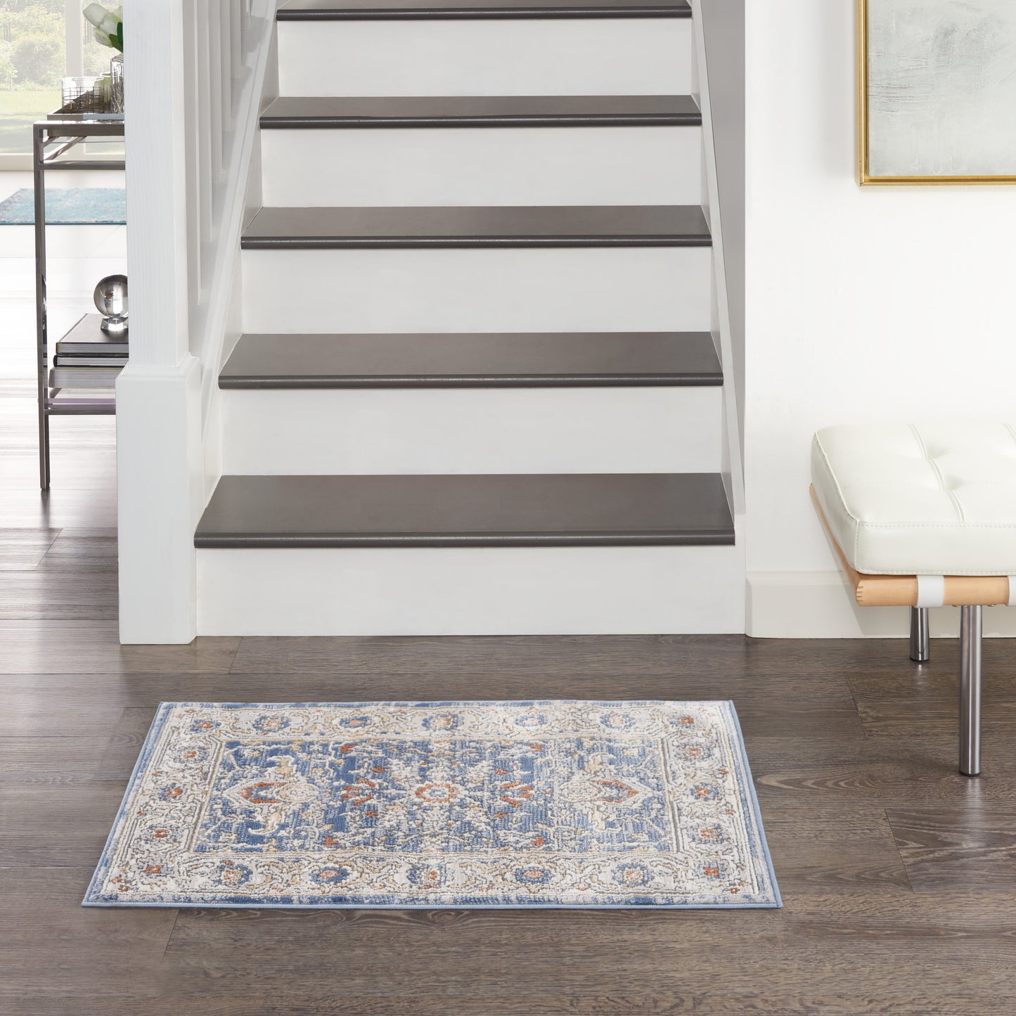 Nicole Curtis Series 4 SR402 Light Blue Grey Traditional Machinemade Rug