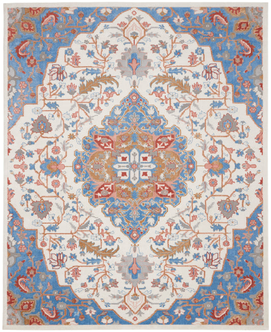 Nourison Home Elation ETN09 Ivory Blue  Traditional Machinemade Rug