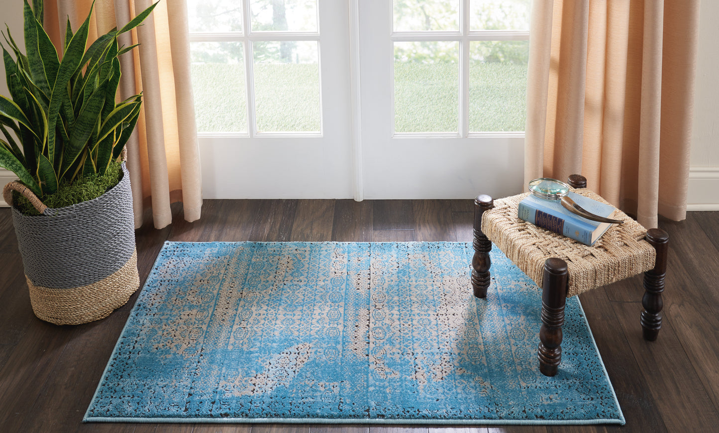 Nourison Home Karma KRM01 Blue  Traditional Machinemade Rug