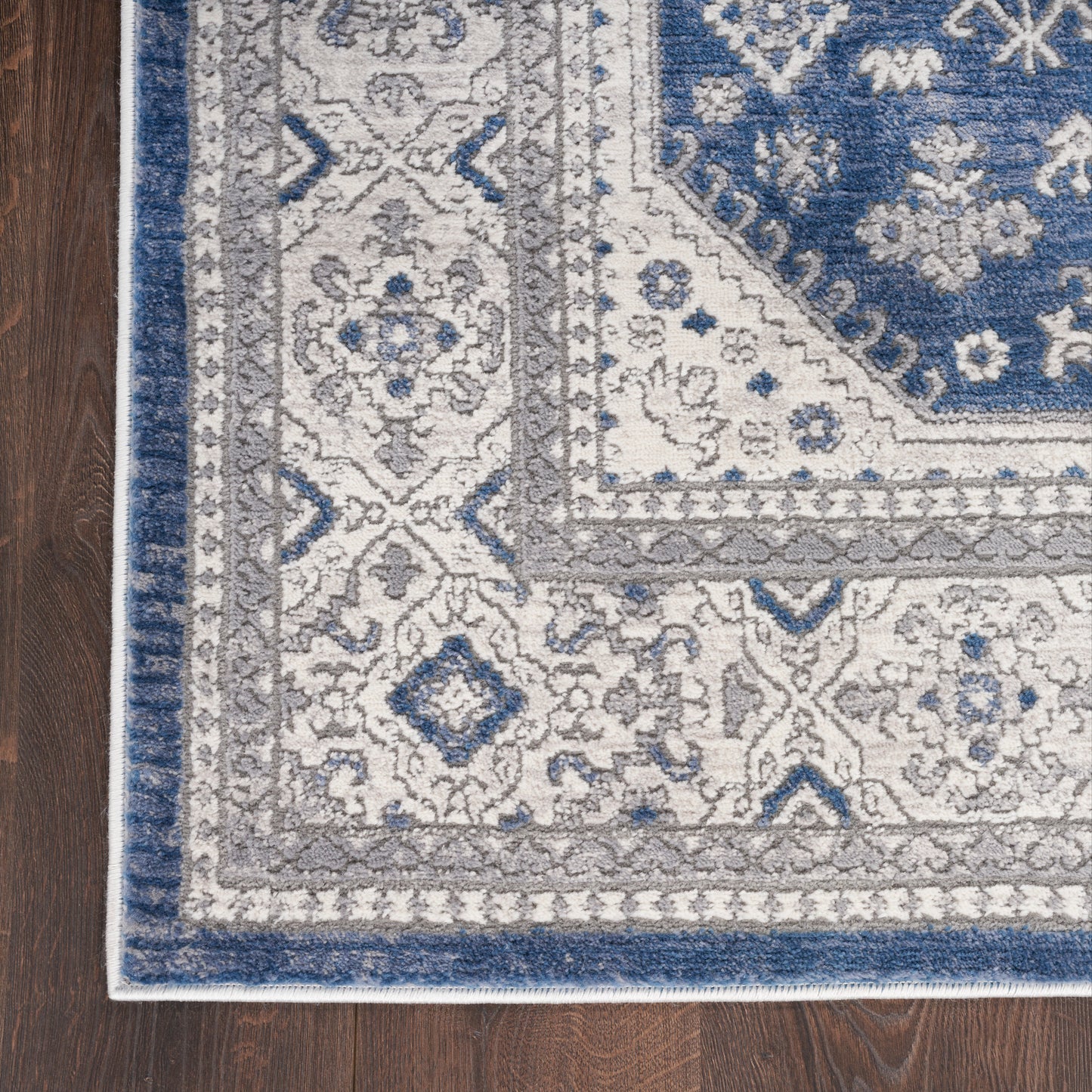 Nicole Curtis Series 4 SR403 Grey Navy Traditional Machinemade Rug