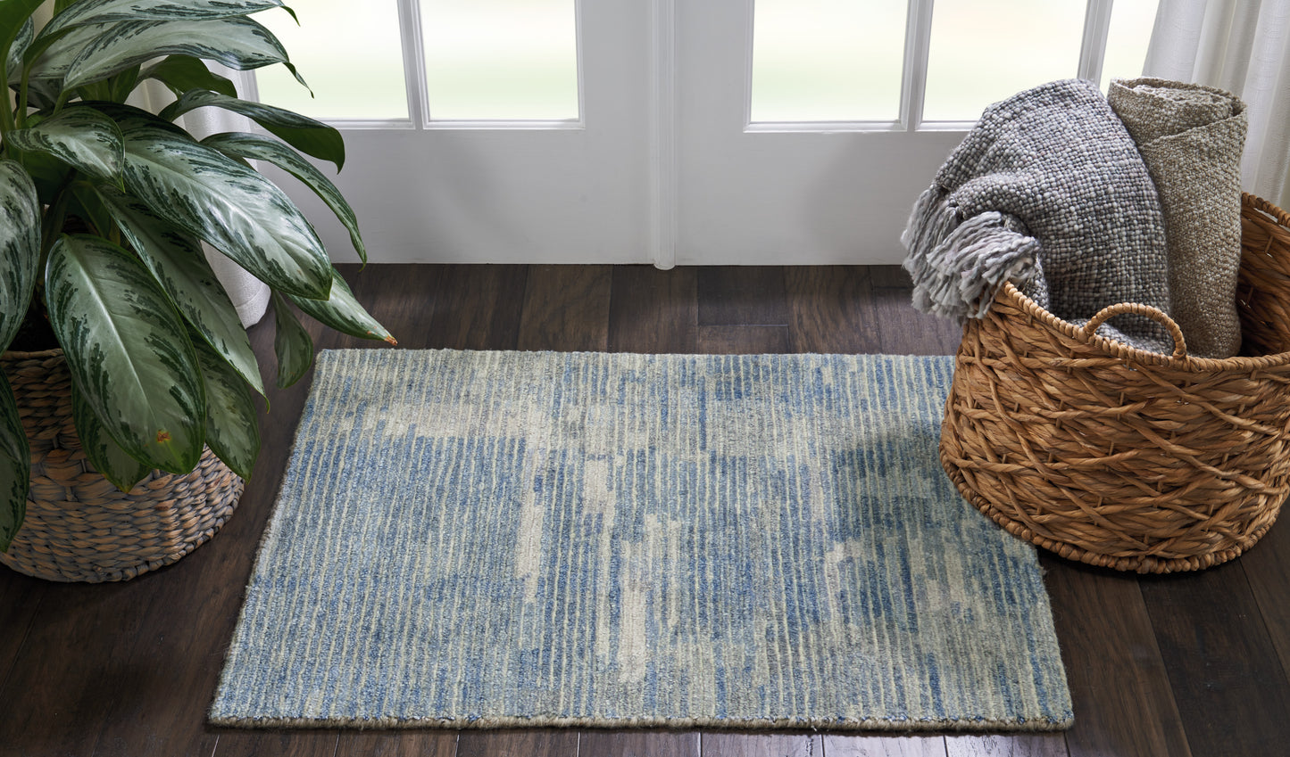 Nourison Home Ellora ELL01 Blue  Contemporary Knotted Rug