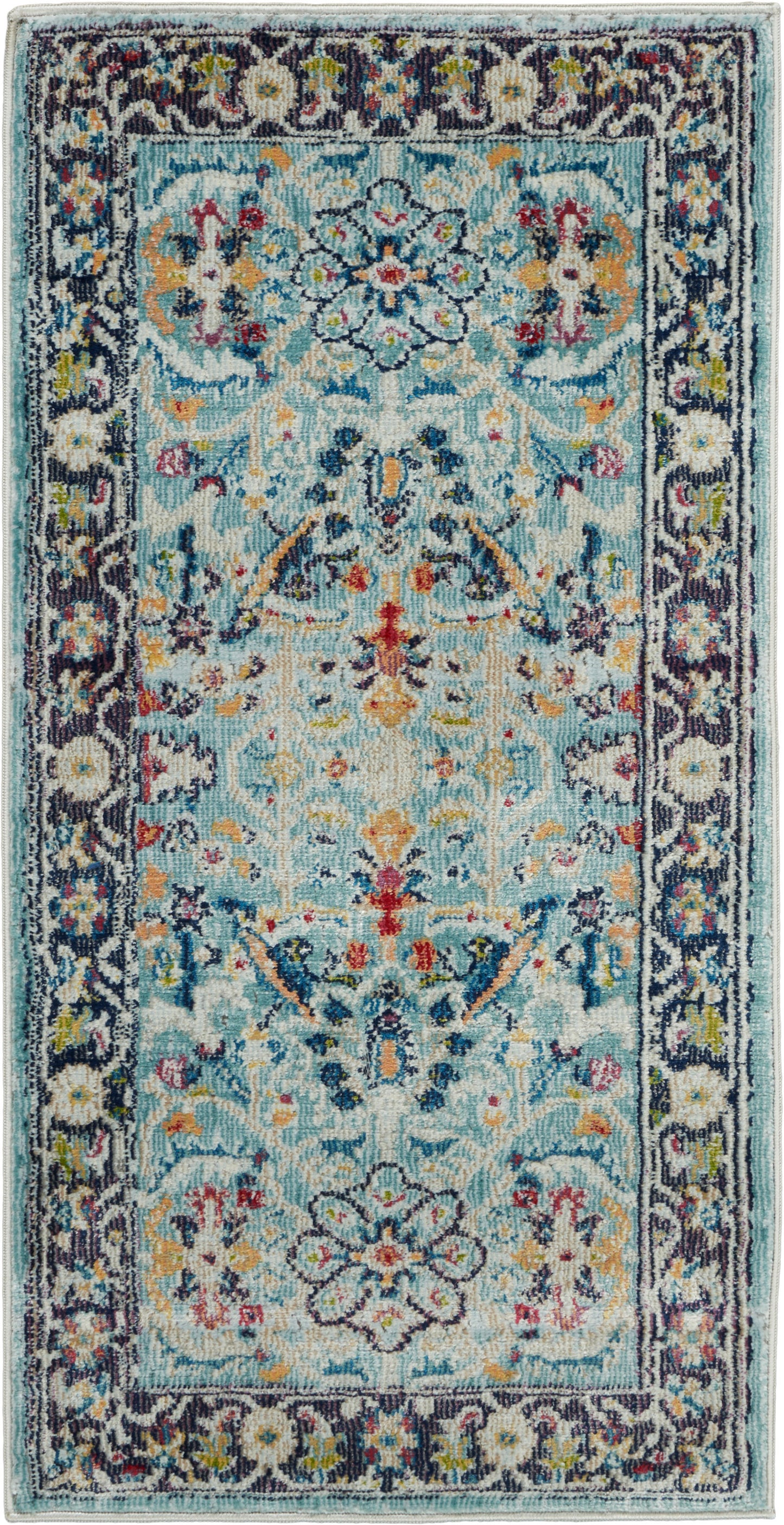 Nourison Home Ankara Global ANR14 Teal Multicolor Traditional Machinemade Rug