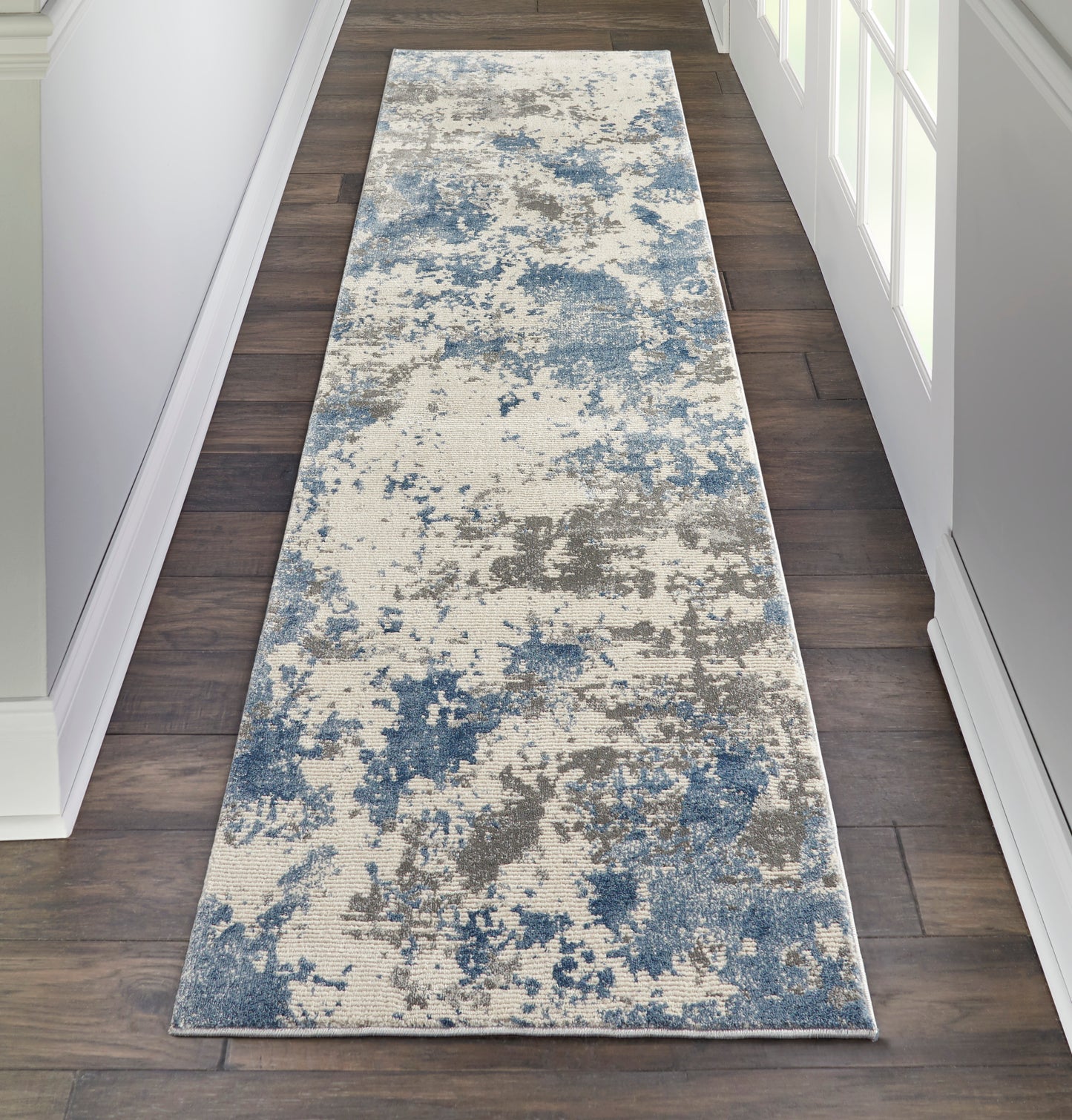 Nourison Home Rustic Textures RUS08 Grey Blue  Contemporary Machinemade Rug