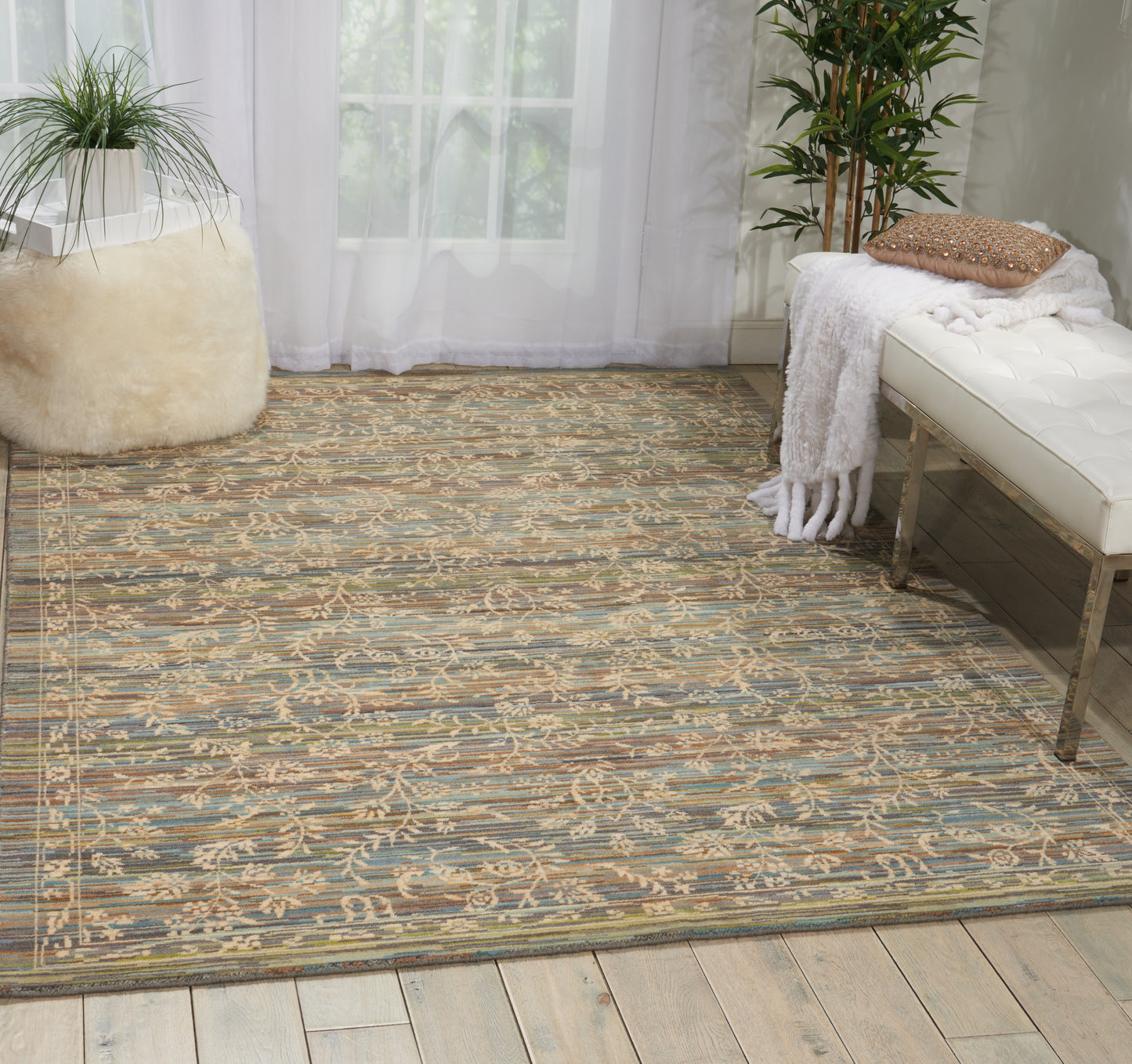 Nourison Home Rhapsody RH012 Blue Moss  Transitional Loom Rug