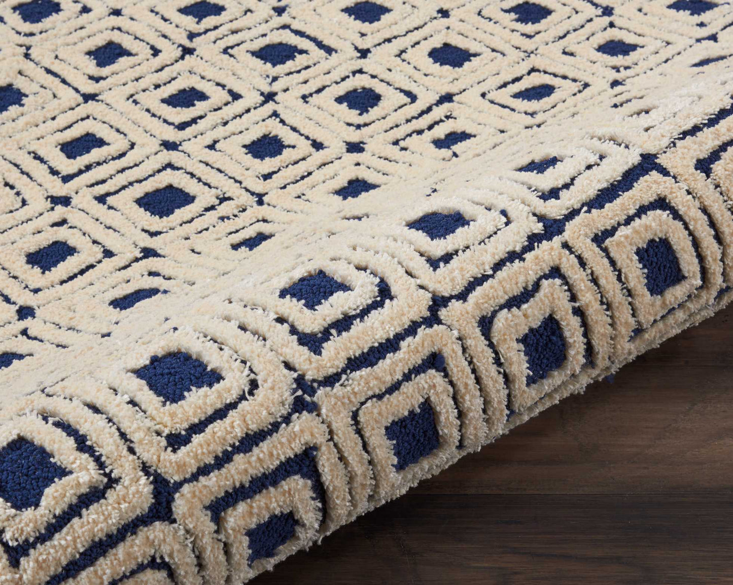 Nourison Home Deco Mod DEC02 Navy Ivory  Transitional Tufted Rug