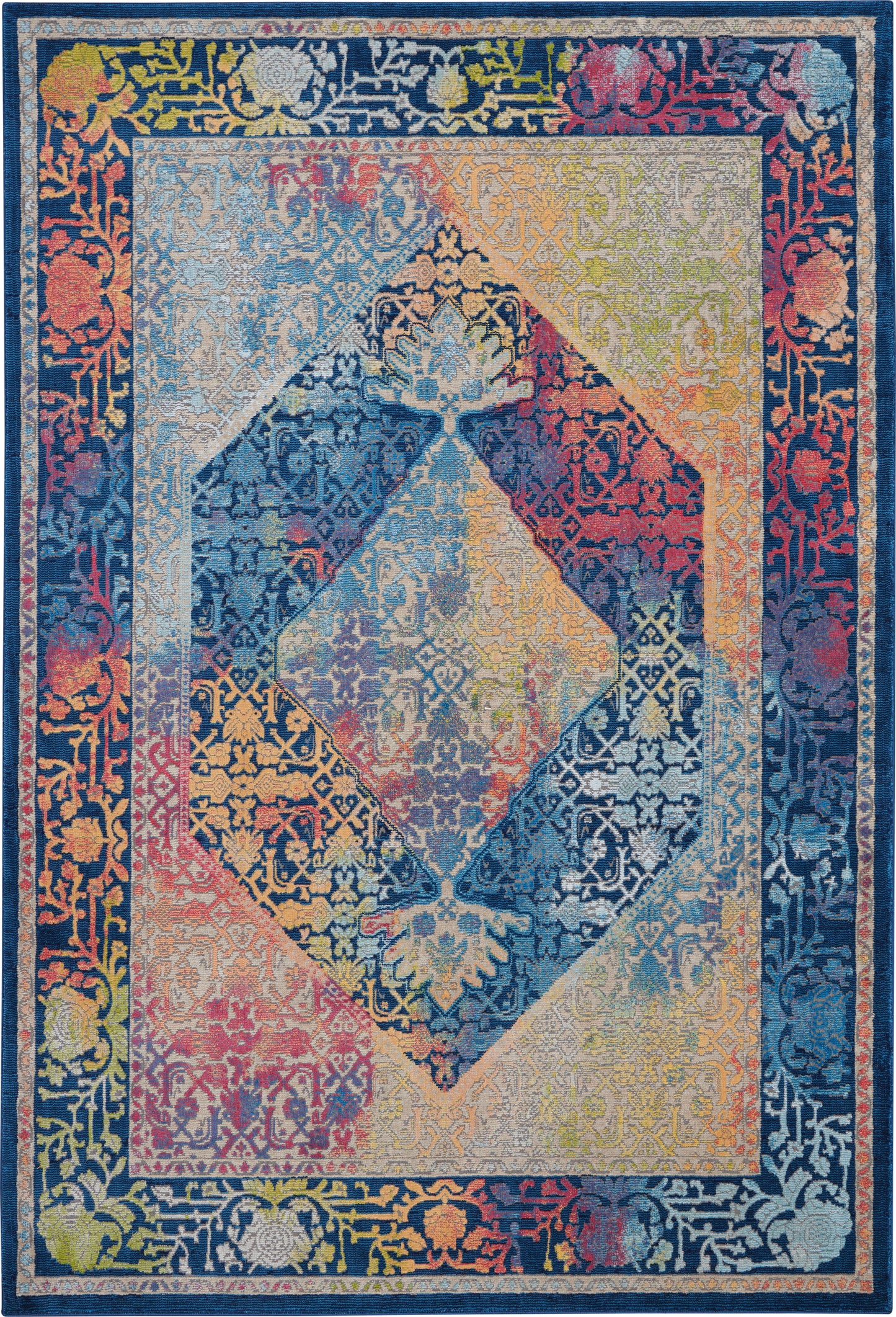 Nourison Home Ankara Global ANR04 Blue Multicolor  Transitional Machinemade Rug