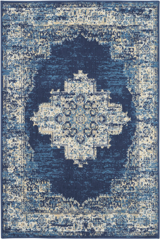 Nourison Home Grafix GRF14 Navy Blue  Transitional Machinemade Rug