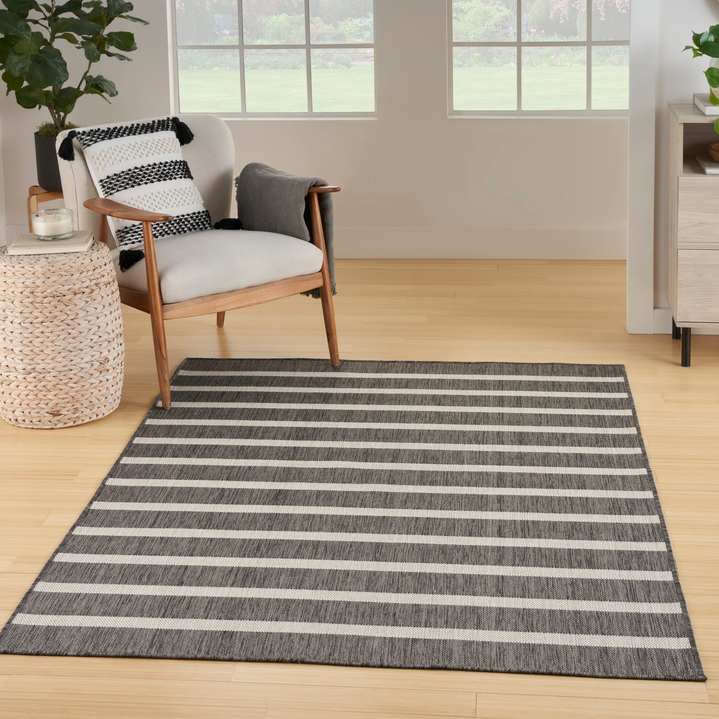 Nourison Home Positano POS03 Charcoal Ivory  Contemporary Machinemade Rug