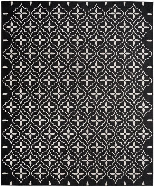 Nourison Home Nourison Essentials NRE04 Black Ivory  Contemporary Machinemade Rug