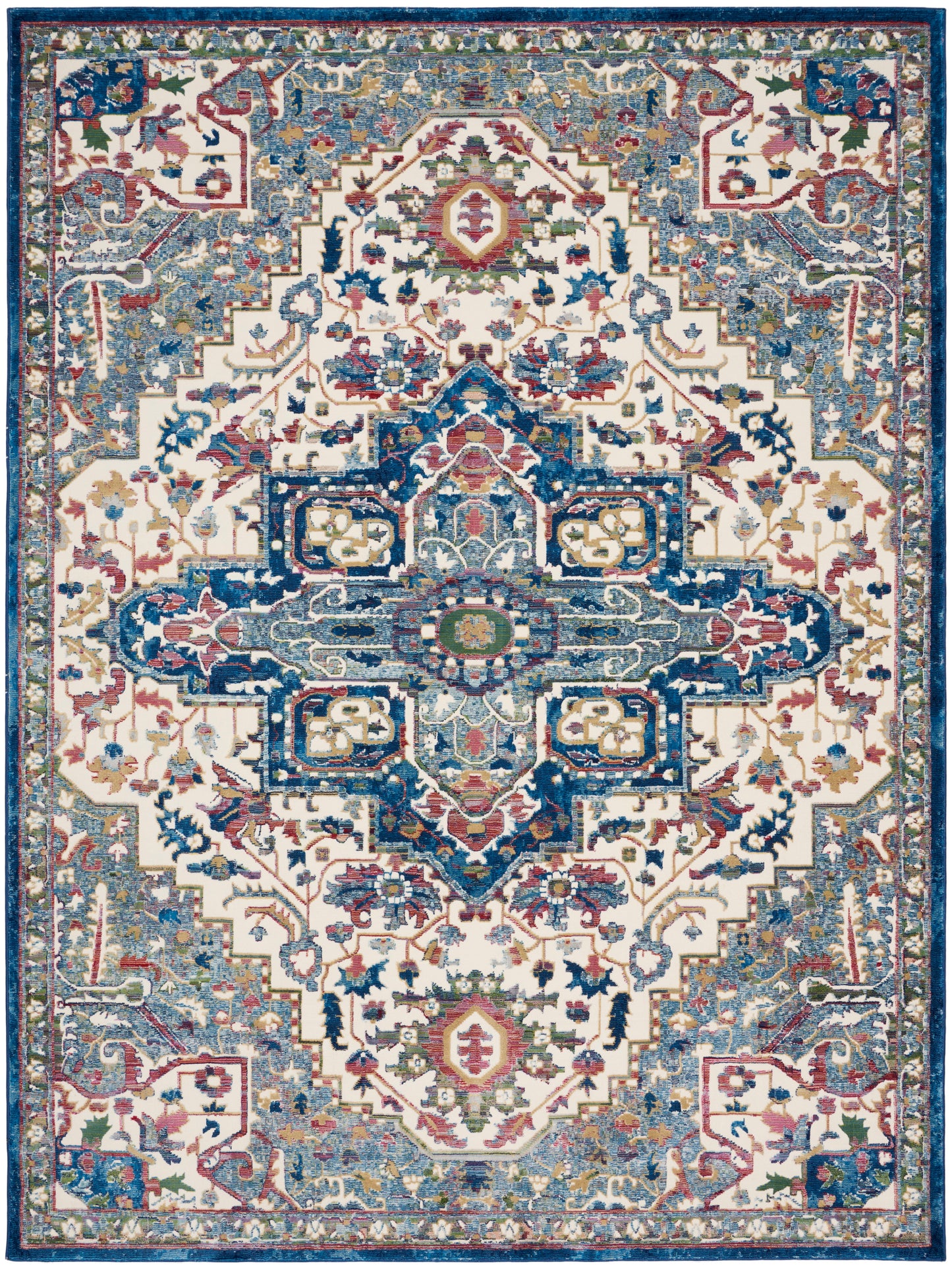 Nourison Home Ankara Global ANR15 Ivory Navy  Transitional Machinemade Rug