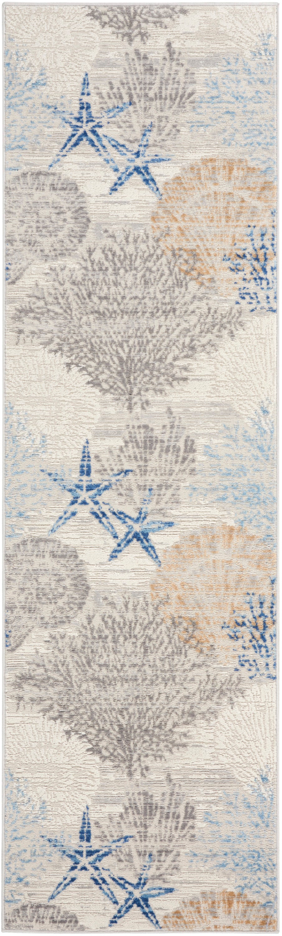 Nourison Home Seaside SDS04 Ivory Grey Blue  Contemporary Machinemade Rug