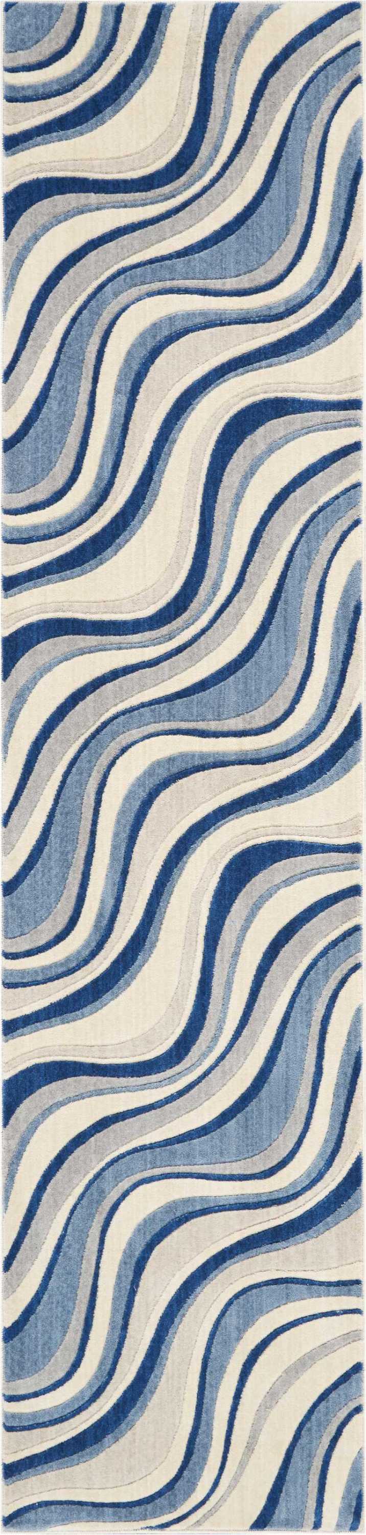 Nourison Home Somerset ST81 Ivory Blue  Contemporary Machinemade Rug