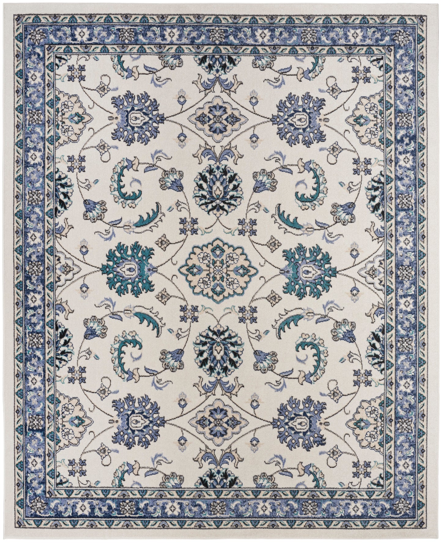 Nourison Home Nourison Essentials NRE05 Ivory Blue  Traditional Machinemade Rug