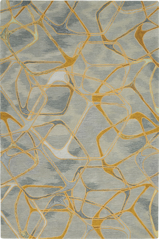 Nourison Home Symmetry SMM05 Grey Yellow Contemporary Tufted Rug