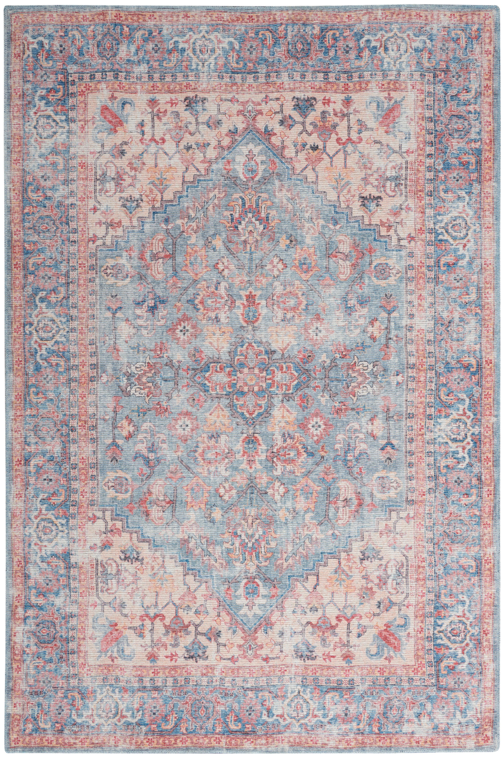 Nicole Curtis Machine Washable Series 1 SR104 Blue Multi Traditional Machinemade Rug