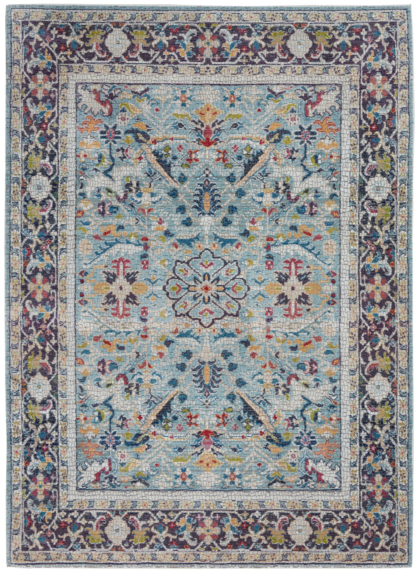 Nourison Home Ankara Global ANR14 Teal Multicolor  Traditional Machinemade Rug