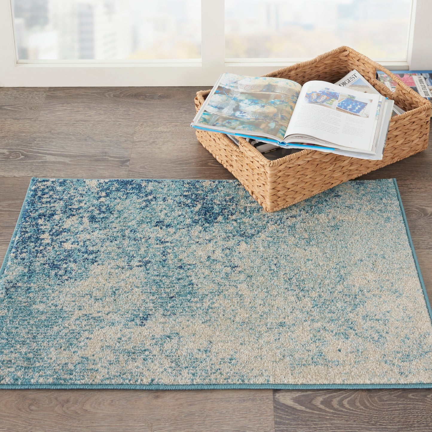 Nourison Home Passion PSN10 Navy Light Blue  Contemporary Machinemade Rug