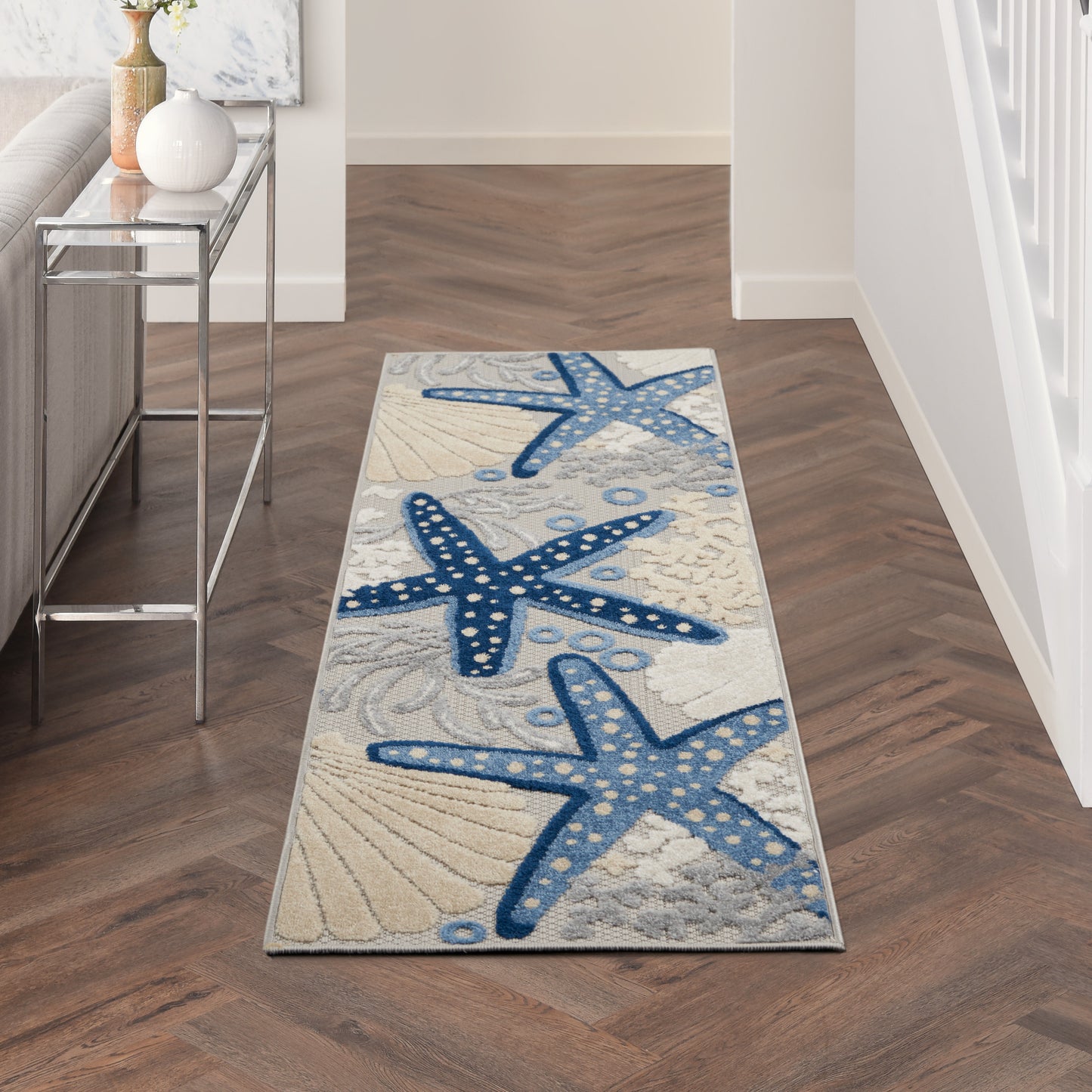 Nourison Home Aloha ALH24 Blue Grey  Contemporary Machinemade Rug