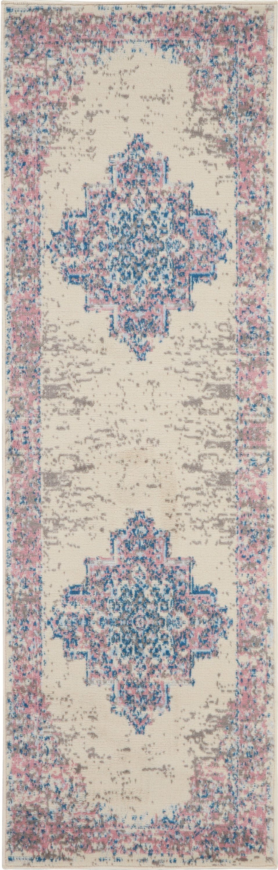 Nourison Home Grafix GRF14 Ivory Pink  Transitional Machinemade Rug