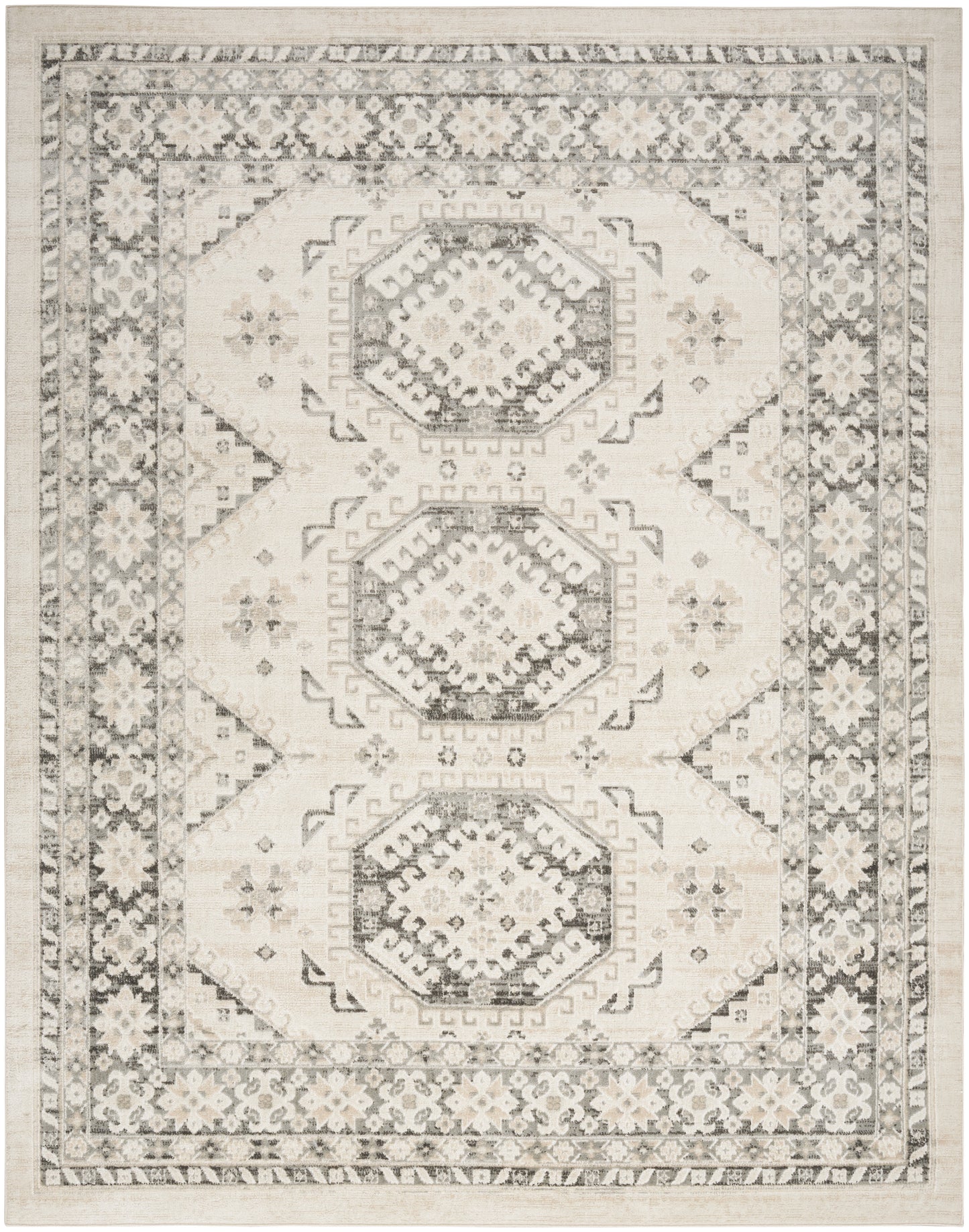 Nourison Home Serenity Home SRH01 Ivory Grey  Traditional Woven Rug