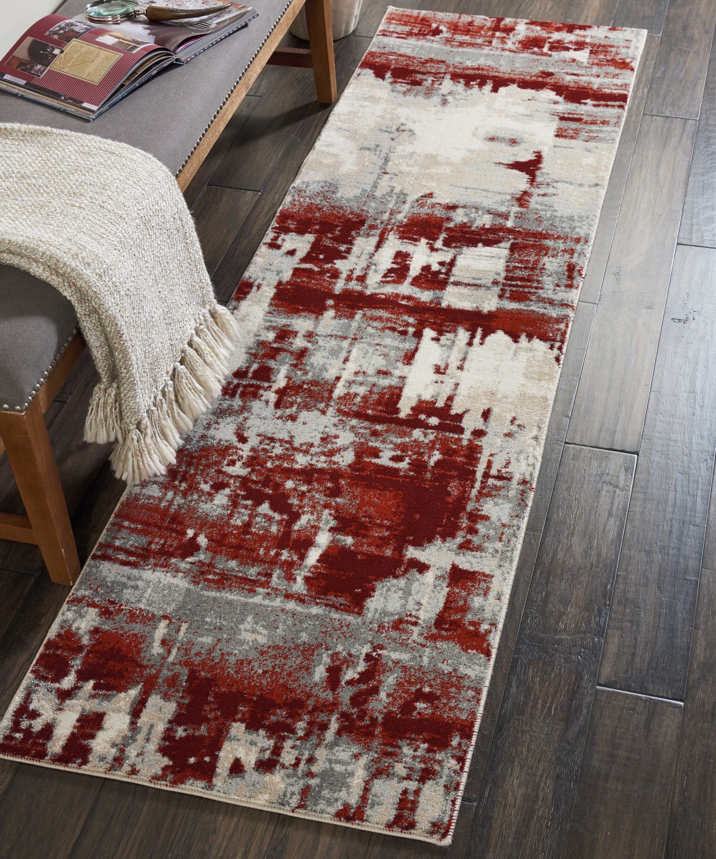 Nourison Home Maxell MAE14 Ivory Red  Contemporary Machinemade Rug