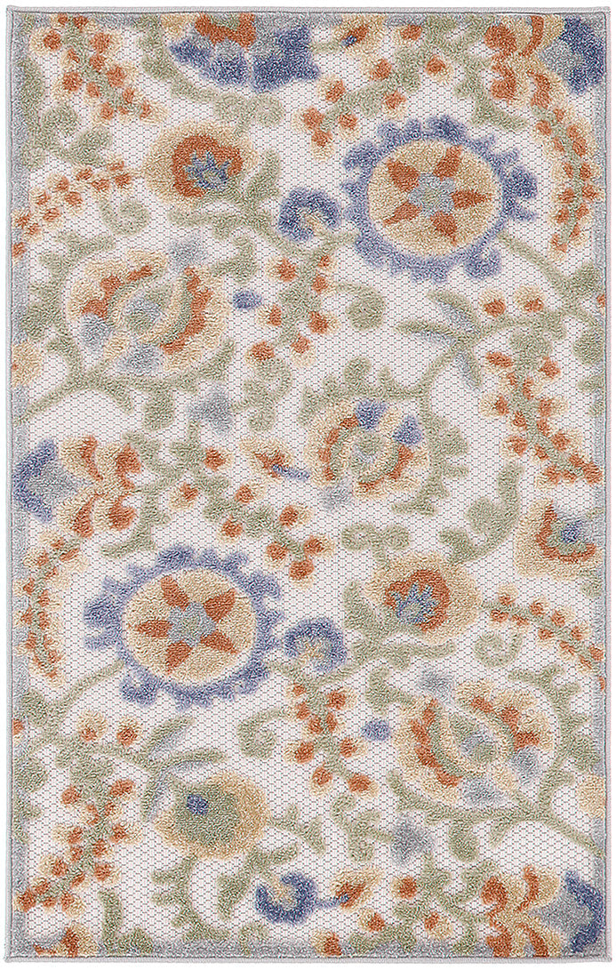 Nourison Home Aloha ALH17 Ivory Blue  Contemporary Machinemade Rug