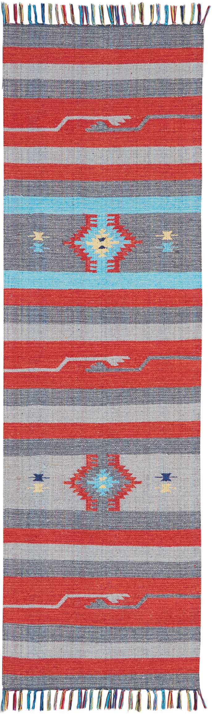 Nourison Home Baja BAJ01 Grey Red Transitional Woven Rug