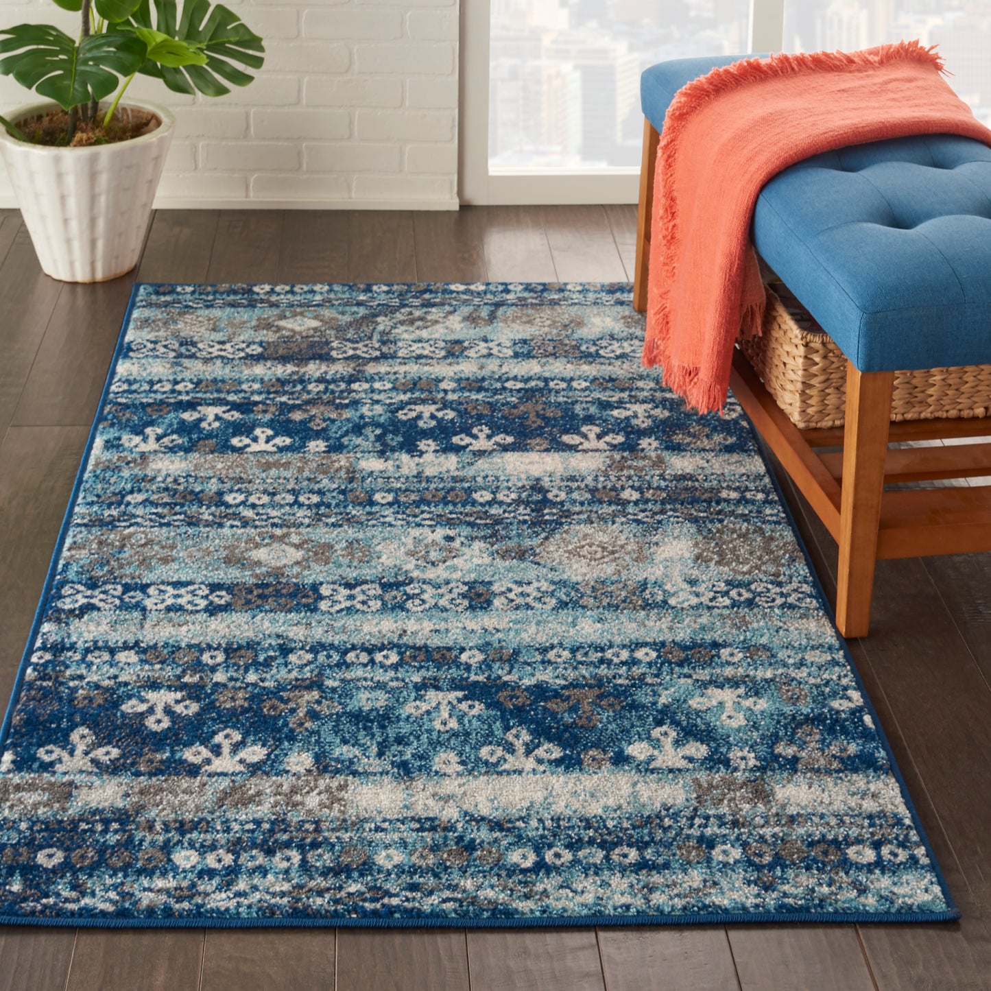 Nourison Home Persian Vintage PRV07 Ivory Blue   Machinemade Rug