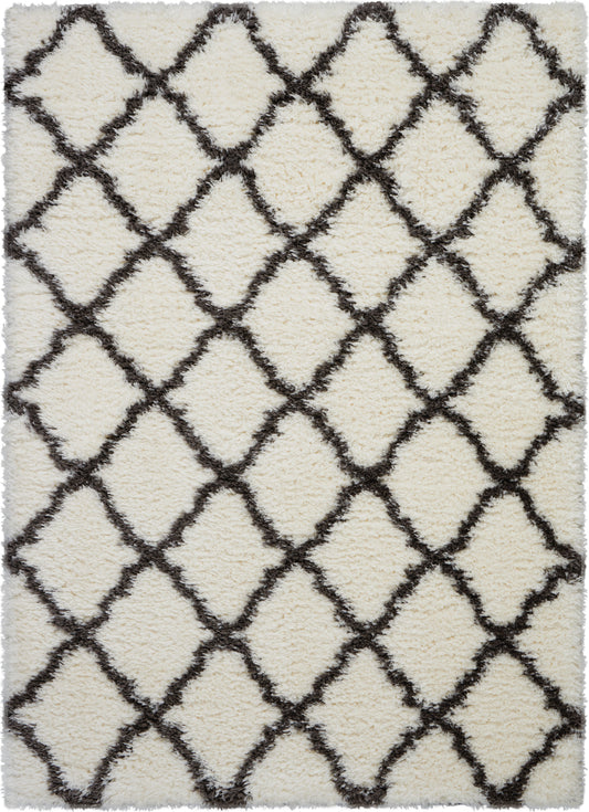 Nourison Home Luxe Shag LXS02 Ivory Charcoal  Contemporary Machinemade Rug