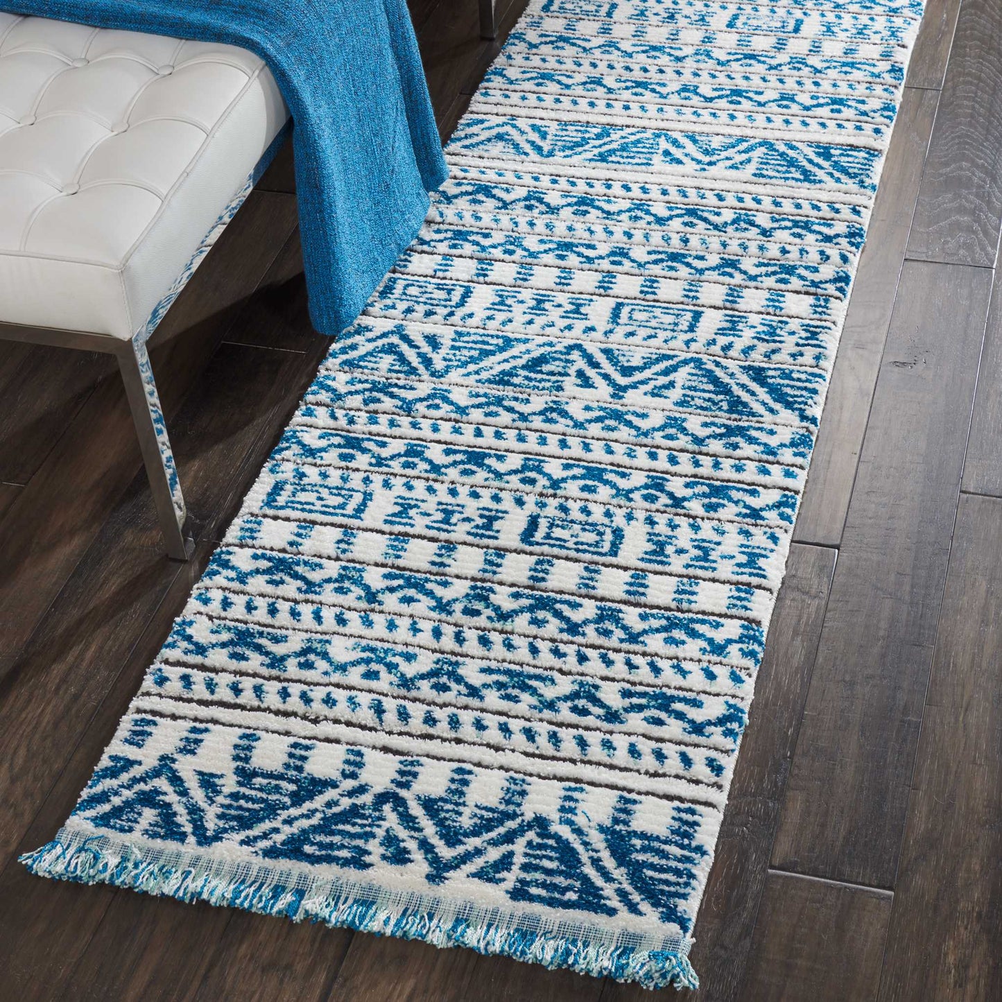 Nourison Home Kamala DS503 Ivory Blue  Contemporary Machinemade Rug