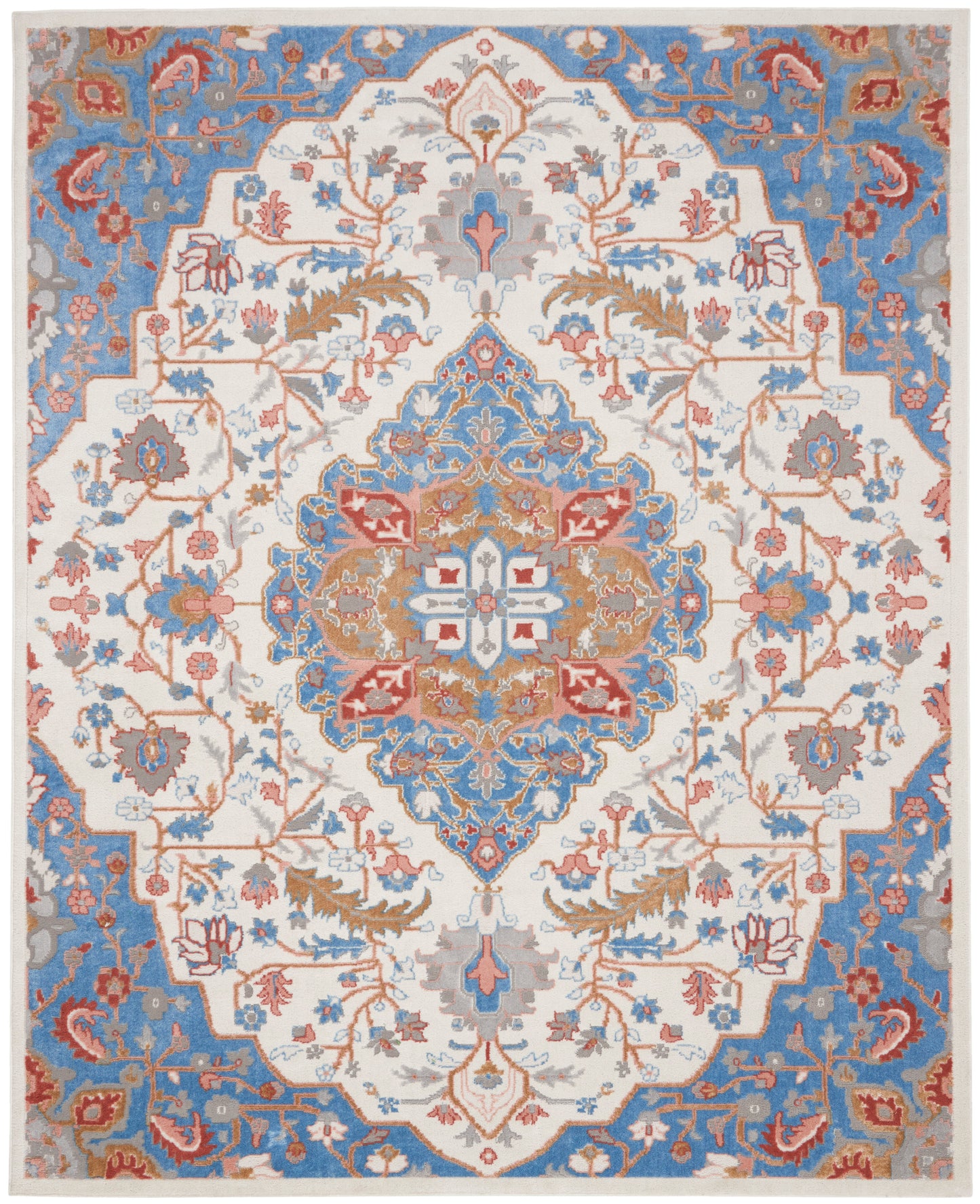 Nourison Home Elation ETN09 Ivory Blue  Traditional Machinemade Rug